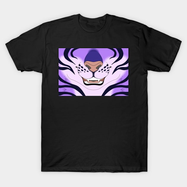 Purple Tiger Face T-Shirt by KeishaMaKainn